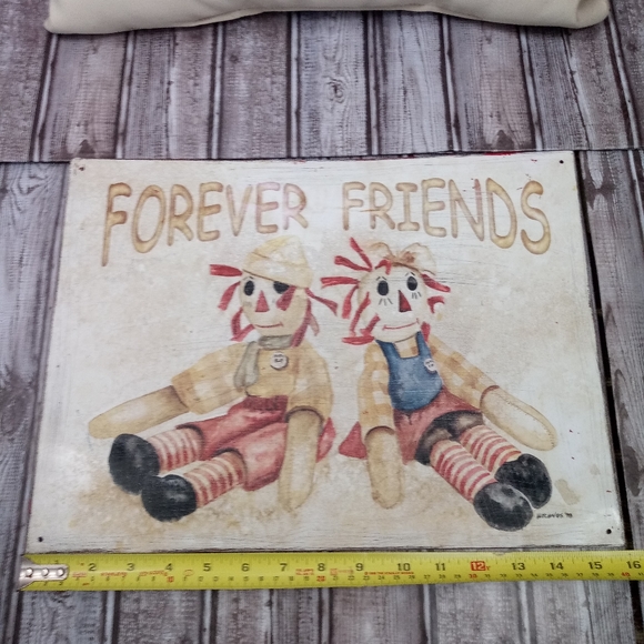 Vintage Raggedy Ann & Andy 1998 Metal Sign Retro Throwback Kids Room Decor *WEAR - Picture 6 of 9